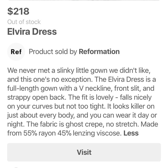 NWOT reformation Elvira dress - Picture 8 of 8